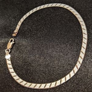 Vintage 925 Sterling Silver ITALY Etched Design Bracelet Crosshatched 8" 3.27g